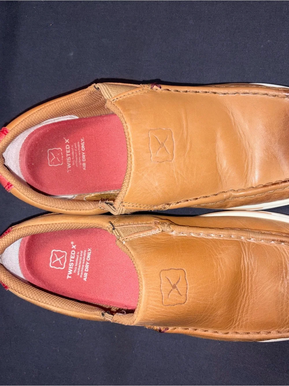 Twisted X Men's Slip-On Leather Loafers in Tan with Red Insole